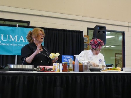 Judy cooking for a live audience.